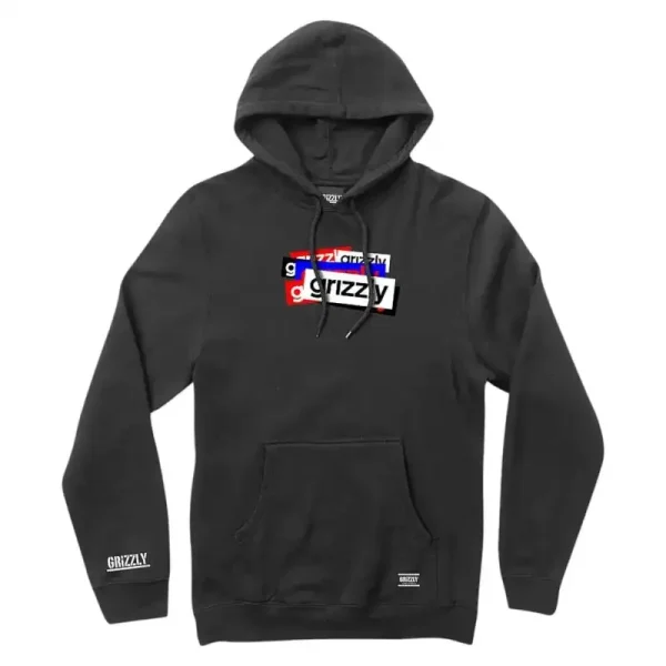 Hoodie Grizzly Overlap Negro